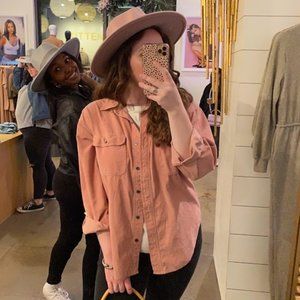 Pink corduroy shacket